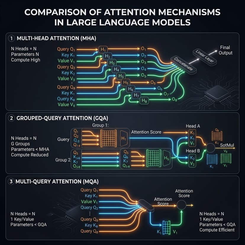 Mitigating Attention Bottlenecks: FlashAttention, Multi-Query Attention (MQA), and GQA